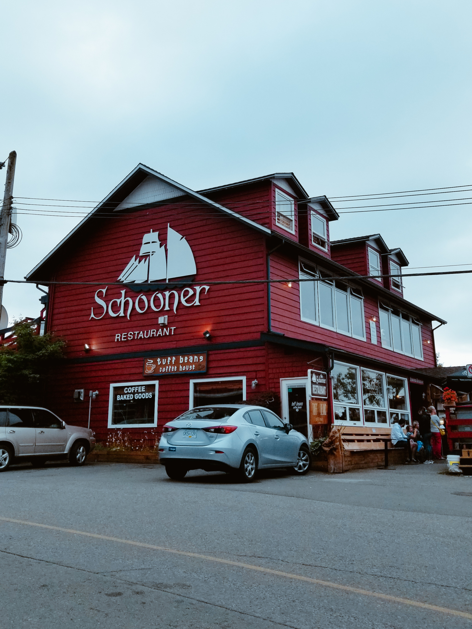 View of the Schooner restaurant in Tofino, British Columbia. 